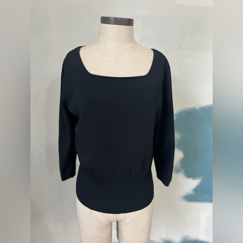 Women’s Talbots Classic Black‎ Scoop Square Neck Top